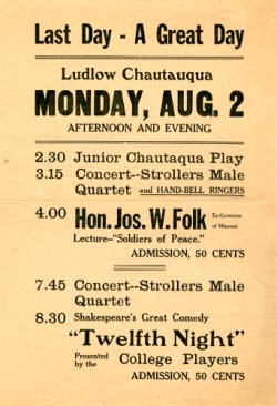 Chautauqua poster, ca. 1915